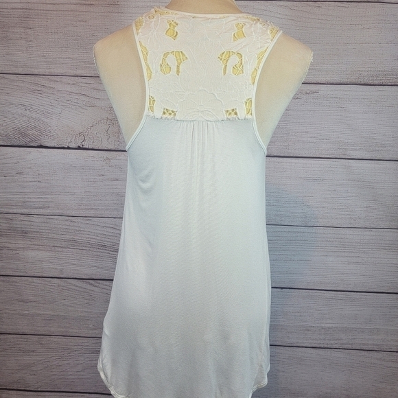 ANTHROPOLOGIE Akemi + Kin Lace Tank Top Cami Yellow White Size Small - Picture 5 of 8